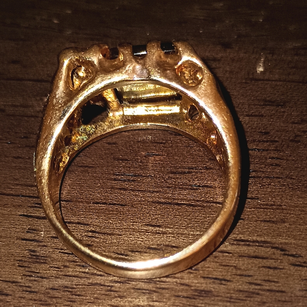 18 Karat Heavy Gold Electroplate HGE Tiger's Eye Nugget Ring Size 11.5 - Picture 3 of 4